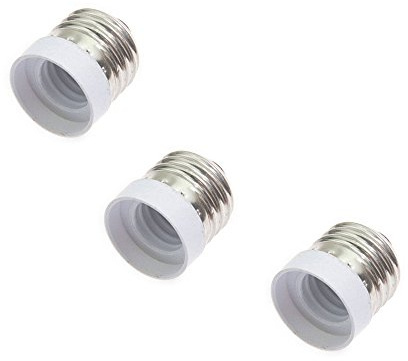 Glo-shine E26 E27 to E17 Socket Adapter,Medium Screw to Intermediate Base E17 Light Bulb Socket Adapter Converter Reducer (3 Pack)