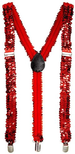 W WIDMANN MILANO Party Fashion - Hosenträger, mit Pailletten, größenverstellbar, Kostüm, Accessoire, Karneval