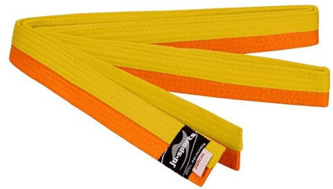 Ju-Sports Budogürtel - gelb/orange, Baumwolle I Kampfsport Gürtel Für Budo-Sportarten, Judo, Karate uvm. I Ca. 4 cm breiter Martial Arts Gürtel I 280 cm