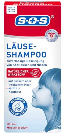 SOS Läuse Shampoo | Beseitigung von Nissen + Kopfläuse | mit natürlichem Wirkstoff für Kinder ab 3 J. + Erwachsene | Läusemittel Haare | 1x100ml …