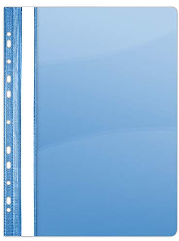 DONAU 1704001PL-10 - Carpetas de plástico perforadas A4, color azul, carpeta transparente de plástico PVC resistente, portada transparente para oficina y escuela, perforación europea, 10 unidades