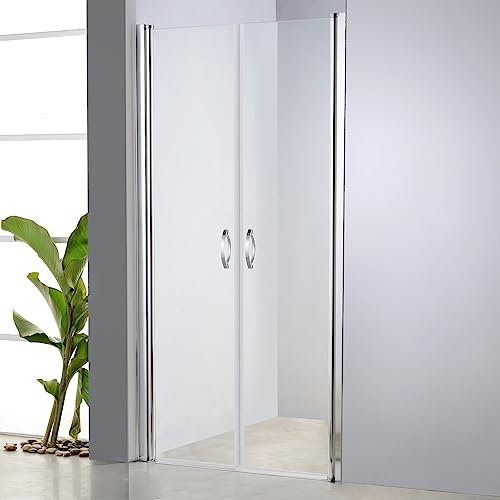 BIJON Duschtür 105 cm - Verstellbar von 103-108cm, Höhe: 195 cm, Duschtür Nische aus 6mm Sicherheits-GLAS, NANO, Klarglas - Nischentür, Duschtüre, Duschabtrennung, Pendeltür