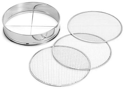 CERTRE Setaccio Giapponese in Acciaio Inox Ø 21 cm con 3 Reti (Ø 2, 4, 7 cm) - 3in1 - Accessorio per Bonsai, Piante Giardinaggio (SPEDIZIONE Euro 11,90 Fino a 40kg di Prodotti Stesso Ordine)