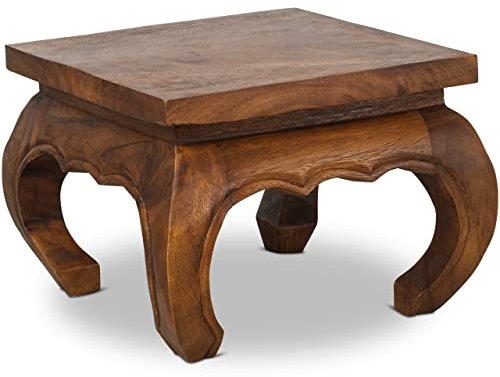 livasia Opiumtisch aus Massivholz – 36x36x27cm – Handgeschnitzter Beistelltisch Holz aus Thailand, Nachhaltig, Robust und Ästhetisch, Setzt Exotische Akzente als Kleiner Tisch (Braun)