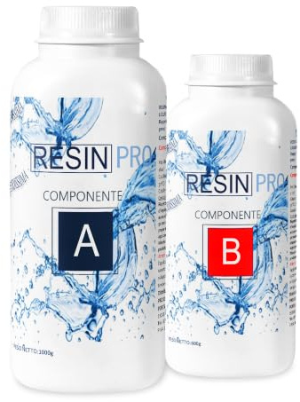 Resin Pro Super Transparente Bicomponente A+B Resina Epoxi Muy Líquida, Efecto Agua, Ideal Para Creaciones Artísticas, Joyas, Decoraciones, Objetos Kg 1.6