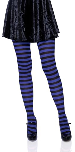 Leg Avenue- Nylon Striped Tights Mallas Mujer, Color negro, azul real, Talla Única (EUR 36-40) (710022042)