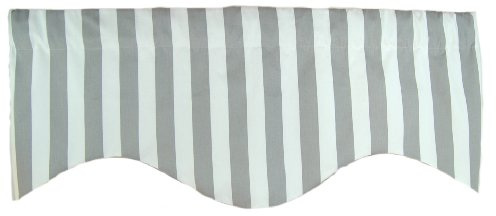 RLF Home Awning Stripe M Shaped Valance, Grey