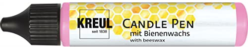 KREUL 49705 - Penna per candele, rosa, 29 ml, penna per candele con punta fine per dipingere, vernice con cera d'api per decorare e dipingere le candele