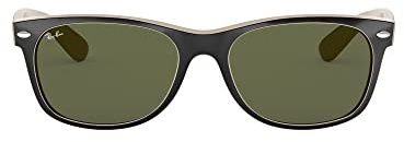 Ray-Ban Unisex adults New Wayfarer Sunglasses, Multicolored (Black/Beige), 55 mm UK