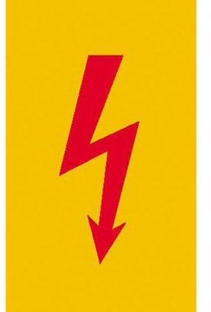 Indigos UG Aufkleber Spannungszeichen (Roter Blitz) Warnschild - 5,2x10,5 cm - selbstklebender Sicherheits Aufkleber für Tür oder Wand - Warnschild für Gebäude, Hotel, Büro, Firma, Haus, Praxis