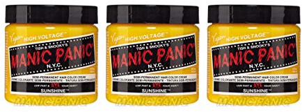Manic Panic Sunshine Classic Creme, vegan, tierversuchsfrei, gelbe semipermanente Haarfarbe, 3 x 118 ml