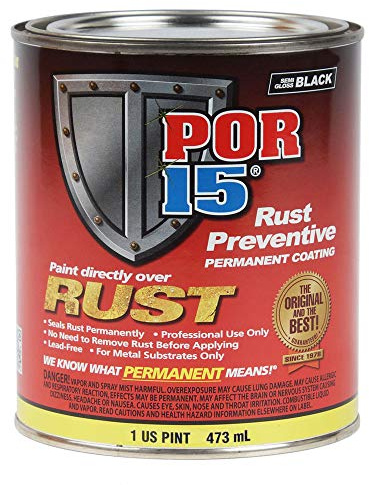 POR-15 Rust Preventive Coating, Stop Rust and Corrosion Permanently, Anti-rust, Non-porous Protective Barrier, 16 Fluid Ounces, Semi-gloss Black