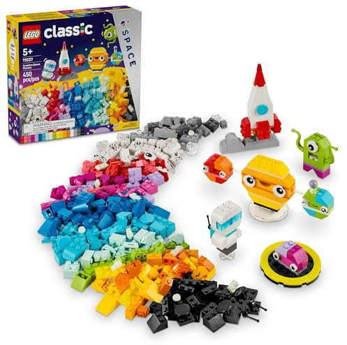 LEGO Classic Kreative Weltraumplaneten, baubares Sonnensystem-Modell für Kinder, Weltraum-Spielzeug mit Rakete, Raumschiff, Planeten und Alien, Geschenk für Kinder, Jungs und Mädchen ab 5 Jahren 11037