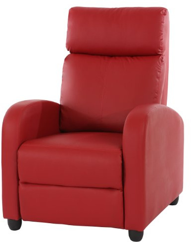 Mendler Poltrona Relax reclinabile TV Elegante Denver Ecopelle 92x72x105cm Rosso