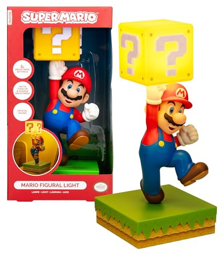 Paladone Lámpara Diorama Super Mario – Lámpara táctil de 35 cm con 3 niveles de brillo y sonido oficial, alimentación USB, decoración para dormitorio y gaming – Producto oficial Nintendo