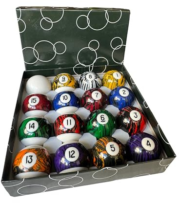 Jeu de Billes ou Boules de Billard Américaines Marbré Supapro 57 mm - BCE