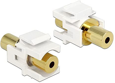 Delock Keystone Modul Klinkenbuchse 3,5 mm 4 Pin > Klinkenbuchse 3,5 mm 4 Pin vergoldet Weiss