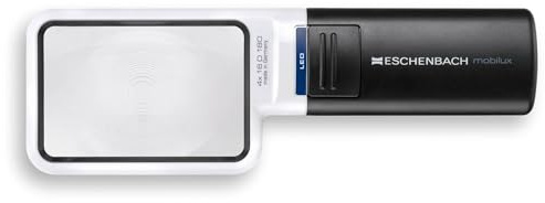Eschenbach 15114 loupe Optique à Main avec éclairage LED mobiluxLED Grossissement : 4 x Dimensions des Verres : 75 x 50 mm