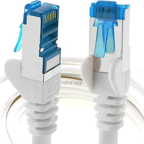 1aTTack.de CAT6 Gigabit Cable de red LAN - 1x 5m 1000 Mbit/s - RJ45 blanco | 1m 2m 3m 5m 10m, RJ45 alta velocidad, cable Ethernet blindado para gaming, módem, router, PC y switch