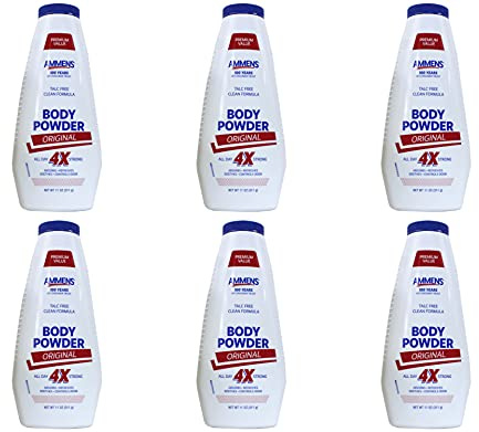 Ammens Body Powder Original – Talc-Free Clean Formula, All-Day 4X Strong Protection, 11 oz (Pack of 6)