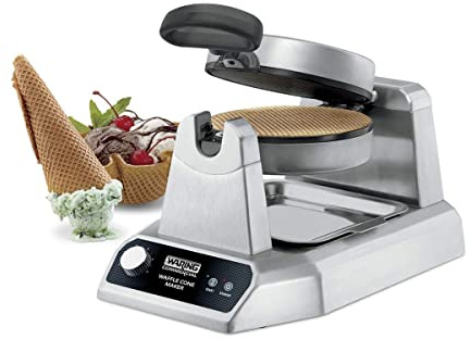 Waring Commercial Single Waffle Cone Maker, Heavy Duty Die Cast Housing, Non Stick Plates, Produces 60 Waffle Cones per Hour, 120V, 1200W, 5-15 Phase Plug