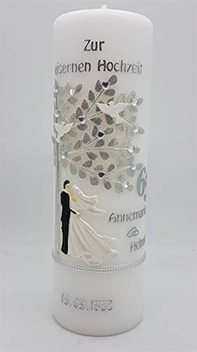 Kerze eiserne Hochzeit mit Namen & Datum EH-01
