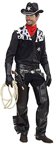 W WIDMANN MILANO Party Fashion – Kostym rodeo cowboy, väst, chaps, bälte, bandana, vild väster, sheriff