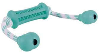 Trixie 33771 Denta Fun Stick mit Seil, Mintfresh, Naturgummi, 9 cm/37 cm