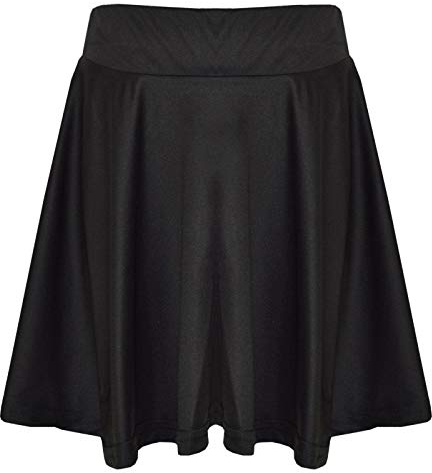 A2Z 4 Kids Girls Plain Skater Skirt Camouflage for School Trendy Soft Feel - Plain Skater Skirt Black 5-6