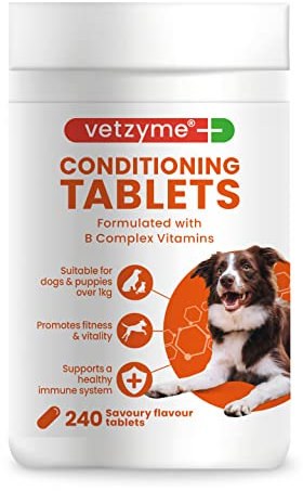 Vetzyme Once A Day Conditioning Tablets for Dogs (240 Tablets) - With B Complex Vitamins to Promote Fitness and Support a Healthy Immune System