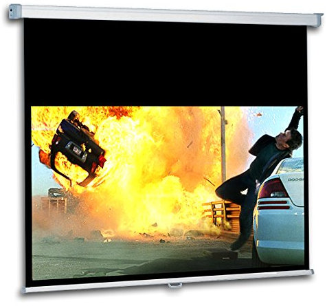 Schermo Proiezione con bordi manuale a molla 197x111cm 16:9, Telo da Videoproiettore Avvolgibile 203 x 149cm “Enjoy” ottimo per ogni Proiettore 100% Professionale di Qualità Superiore HD!