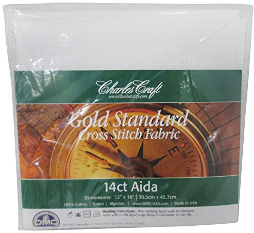 DMC Charles Craft Gold Standard Aida 14 Count 12X18, White