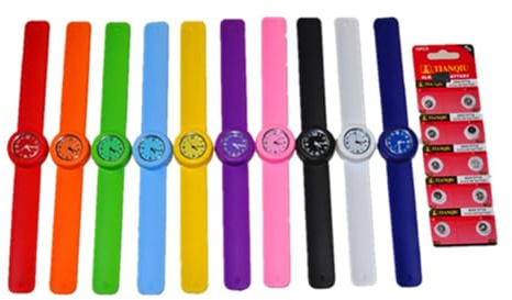 10 Kids/Ladies Slap Watch set Wholesale Lot - Full face with all 12 numbers Party Favor idea!