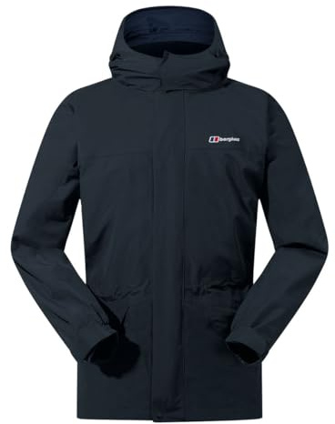 Berghaus Men's Cornice Interactive Gore-Tex Waterproof Shell Jacket | Durable Rain Coat | Breathable Waterproof Jacket, Black/Black, S