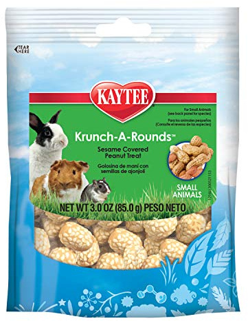 Kaytee Krunch-A-Rounds Sesame Covered Peanut Treat for Pet Rabbits, Guinea Pigs, Chinchillas, Hamsters, Gerbils, Mice and Rats, 3 oz