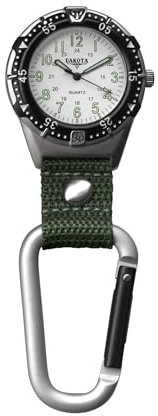 Dakota Backpacker Clip, Watch, Lightweight watch, Outdoor Gifts for Men and Women, Use for Fishing, Hunting, Golf and More, Tactical, Watch-Green