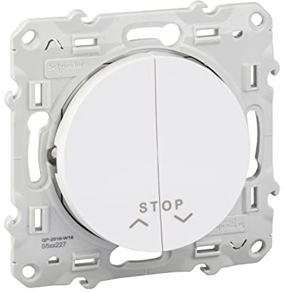 Schneider Electric - Odace, poussoir Blanc, 2 boutons + fonction stop pour volets-roulants - S520227