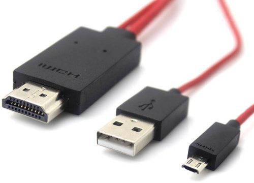 MHL Cavo adattatore da micro USB a HDMI TV per Samsung Galaxy S4 i9500 / S3 i9300 / Note 2 N7100 / Note 3 - nero e rosso (200 cm)
