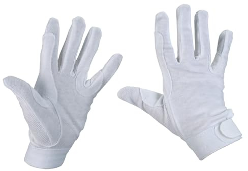Covalliero Guantes de Montar algodón, Jersey, Talla XS Blanco