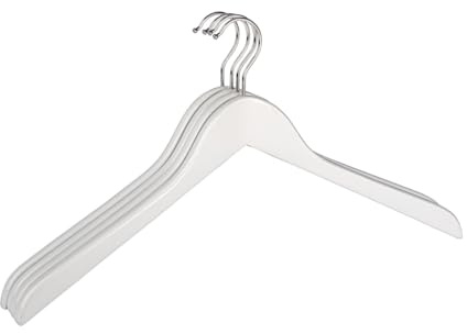 WENKO Formbügel Blanca 4er Set - Kleiderbügel, 4er Set, Holz, 44 x 23 x 1.2 cm, Weiß