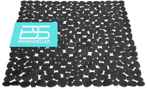 Brandsseller-Tappetino Antiscivolo per Doccia in Effetto Pietra Nero 53x53cm