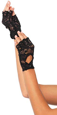 Leg Avenue 2724 - guanti di pizzo dita, un formato, nero