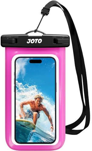 JOTO Funda Impermeable Móvil IPX8 con Cuerda Ajustable para iPhone 17/16/15/14/13/12 Air/Mini/Pro/Pro Max/11/XS/XR/8 Plus/7 Plus, Galaxy S20+/S10e, Huawei, Móviles hasta 7 - Rosa