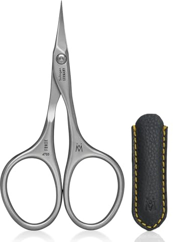 GERMANIKURE Tower Point Cuticle Scissors Grooming Scissors FINOX Stainless Steel Professional Nail Scissors in Leather Case -Ethically Made in Solingen Germany - 4705