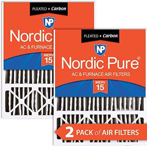 Nordic Pure 20x25x5 MERV 15 Pleated Plus Carbon Honeywell Replacement AC Furnace Air Filters 2 Pack