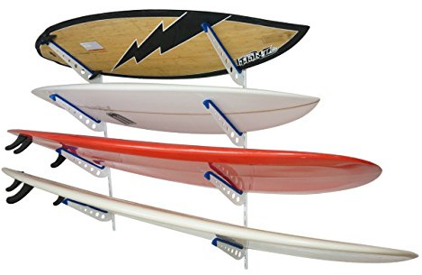 StoreYourBoard Metal Surfboard Storage Rack, 4 Surf Adjustable Home Wall Mount