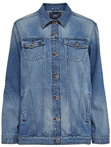 ONLY Onleva Oversized Dnm Jacket Akm Noos, Giacca Donna, Blu (Medium Blue Denim), 34