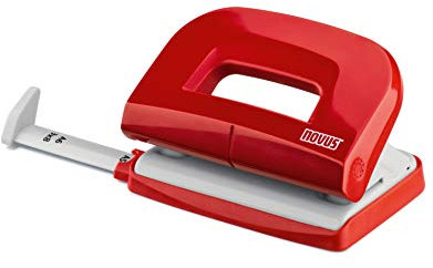 Novus E 210 Locher (10 Blatt Lochleistung, mit Anschlagschiene, für Haushalt und Heimbüro) rot glänzend