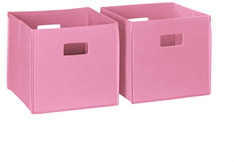 RiverRidge Folding Storage Bins with Handles Pink Cube Storage Organizer for Closet, Bedroom & Playroom - Closet Organizers and Storage Set of 2