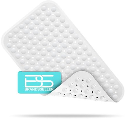 Brandsseller - Tappetino per Vasca da Bagno 70x38cm Anti Slip con Ventosa Bianco